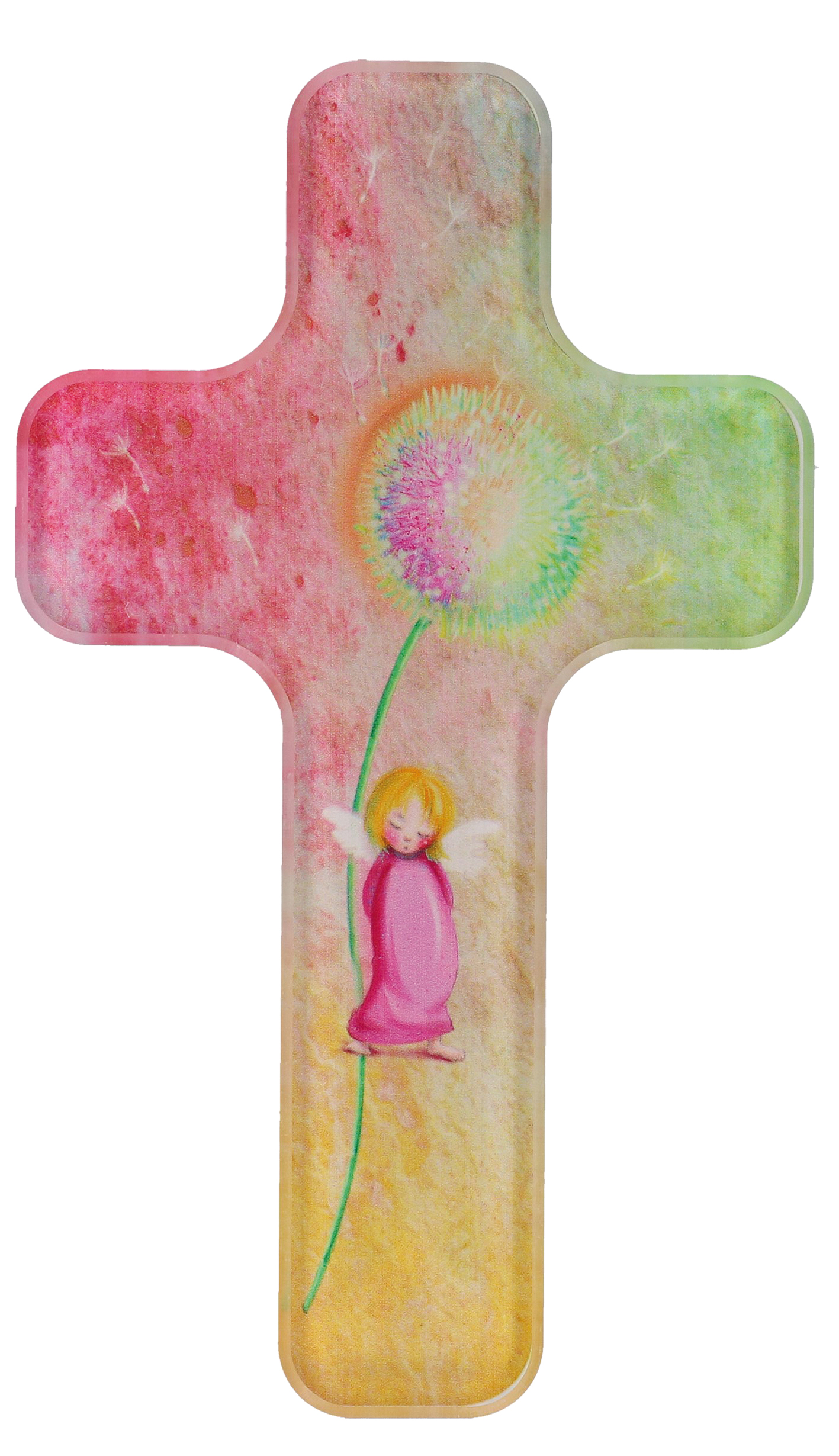 Arcylglas-Kinderkreuz - Pusteblume mit mit Engel