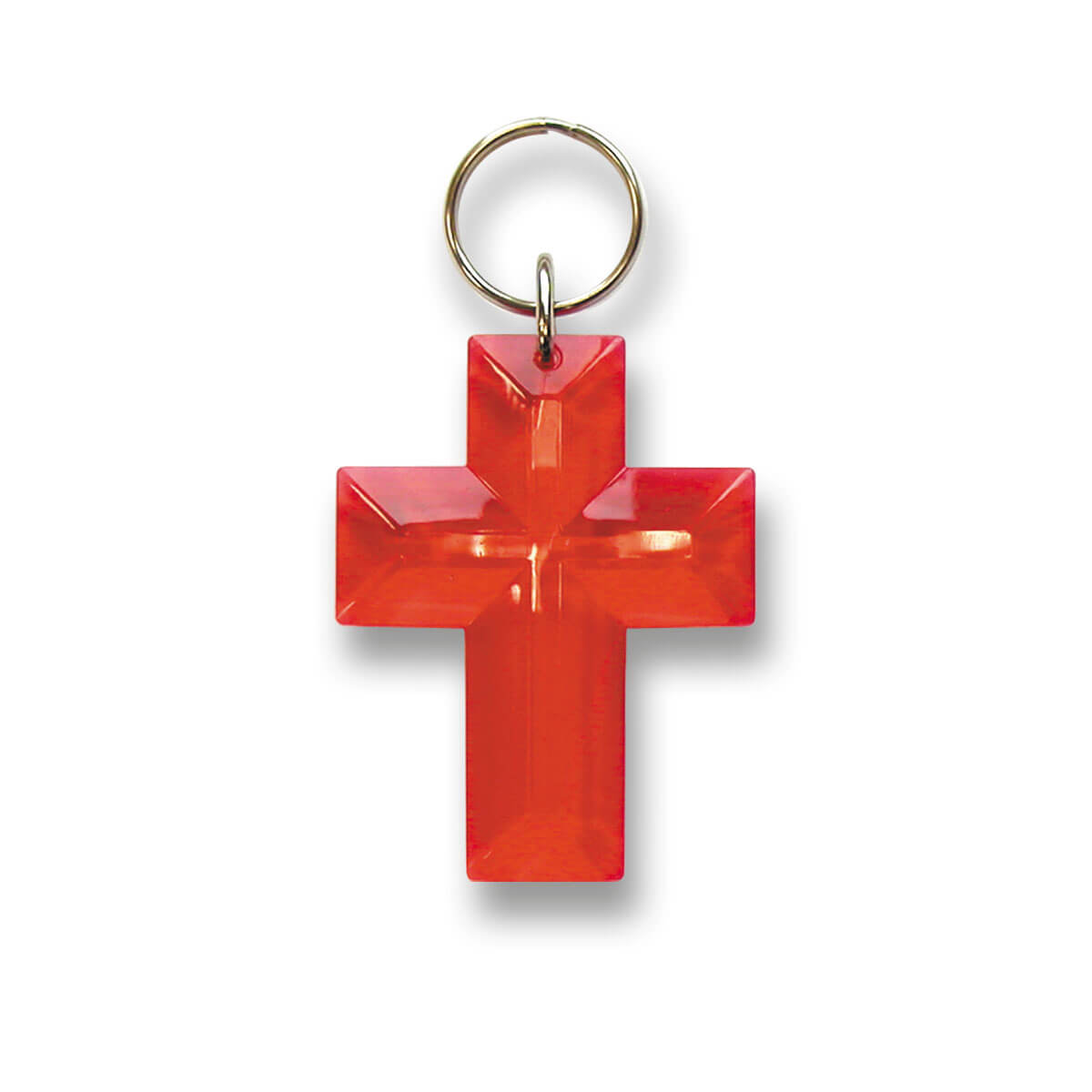Schlüsselanhänger Kreuz Acryl Rot