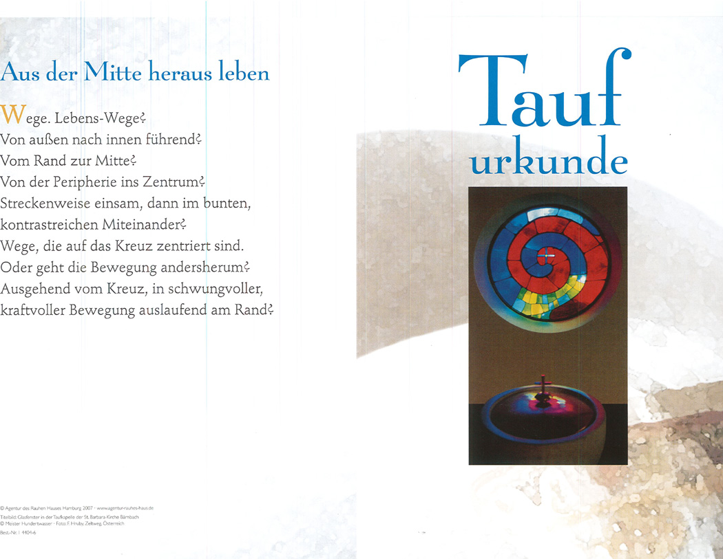 PC-Taufurkunde für Erwachsene - Motiv Hundertwasser (10 St.) - Cover