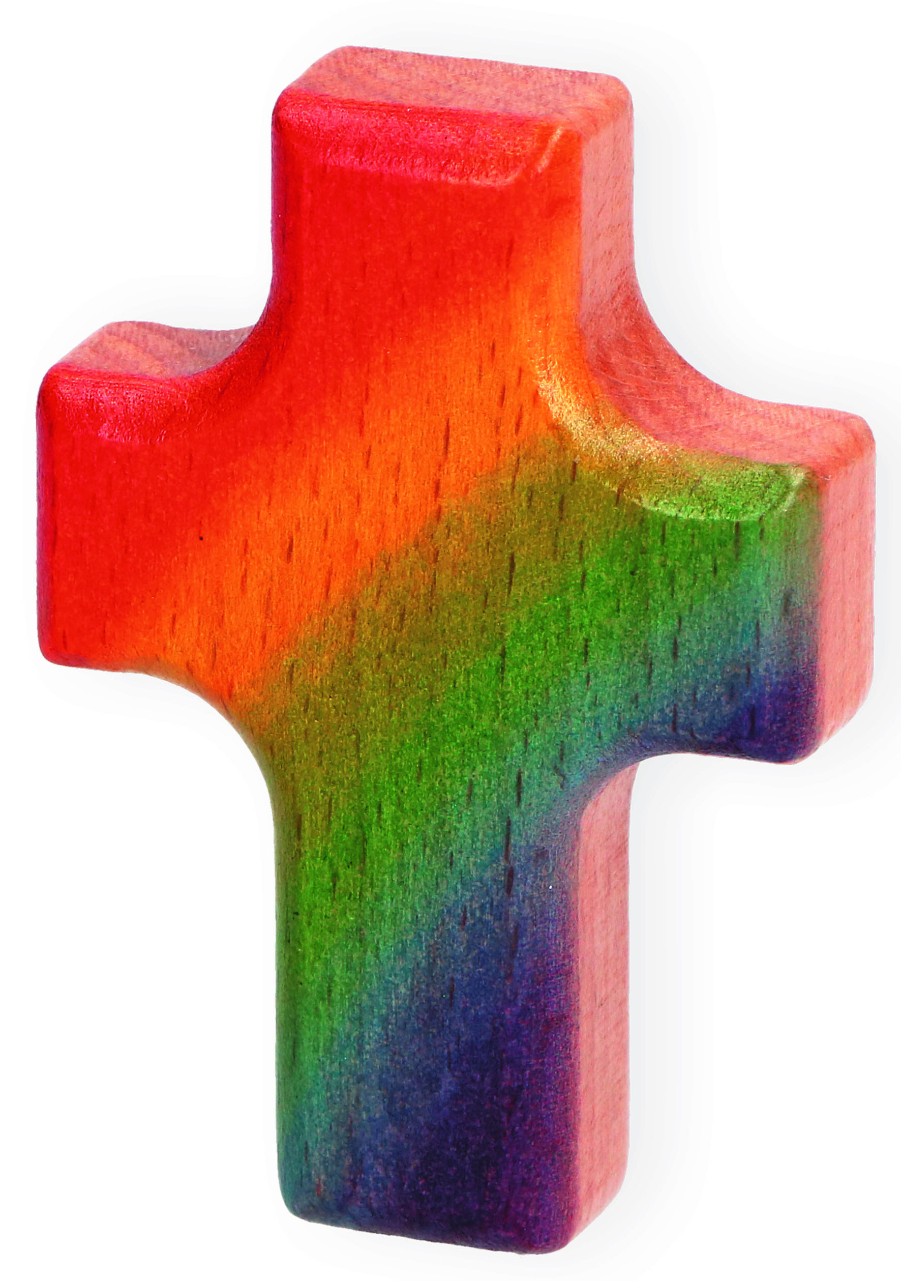 Handschmeichler Regenbogen-Kreuz aus Holz