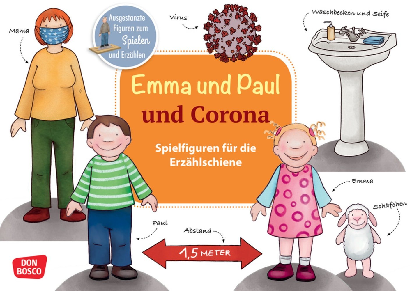 Emma und Paul und Corona. Spielfiguren für die Erzählschiene.