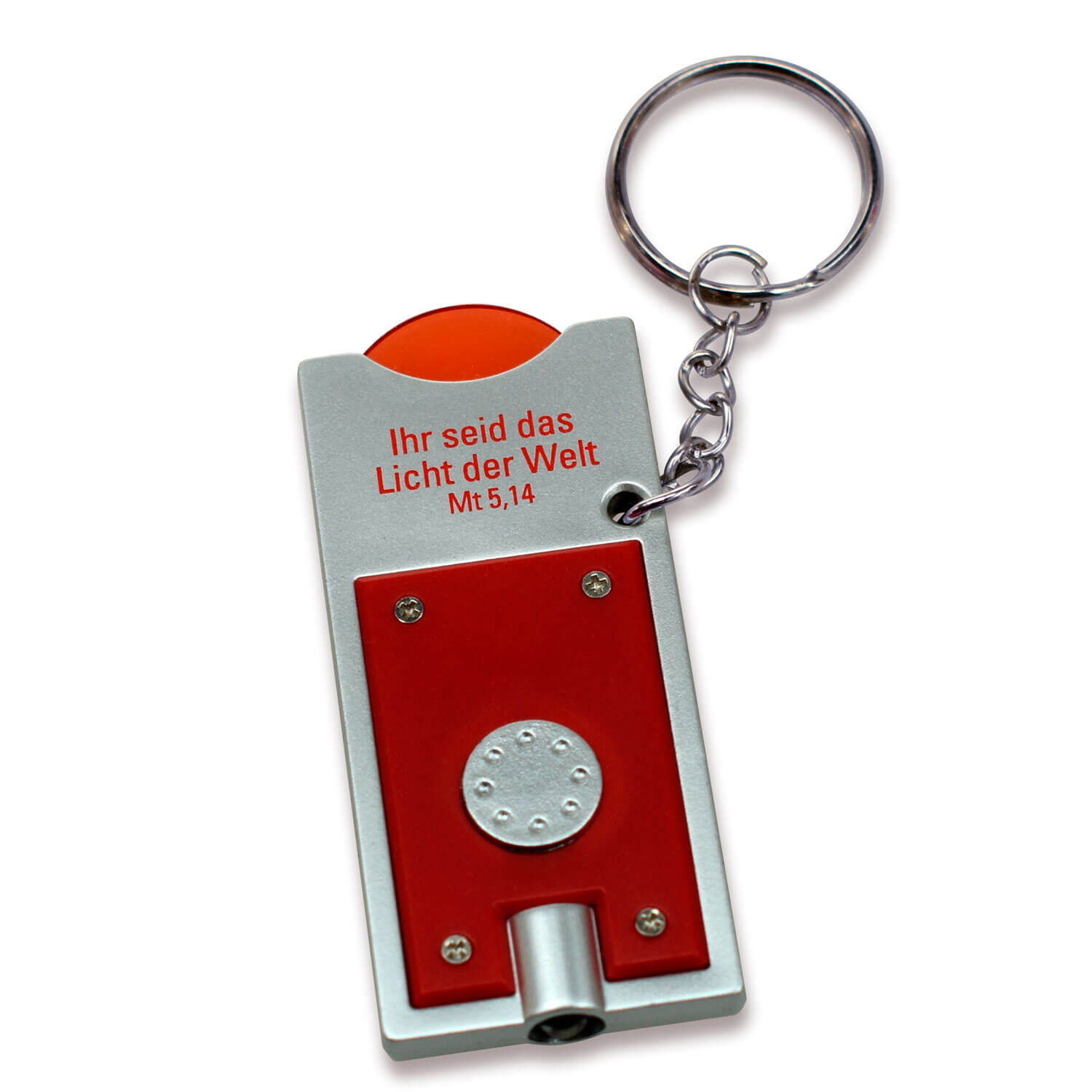 LED Schlüsselanhänger mit Einkaufswagenchip - rot