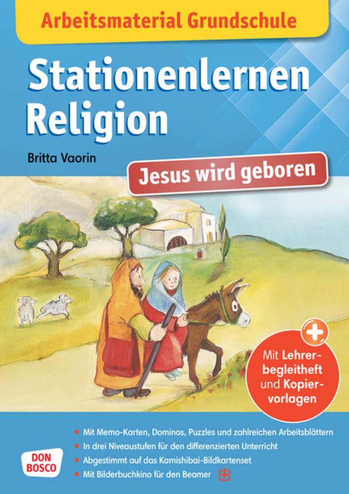 Arbeitsmaterial Grundschule. Stationenlernen Religion: Jesus wird geboren - Cover