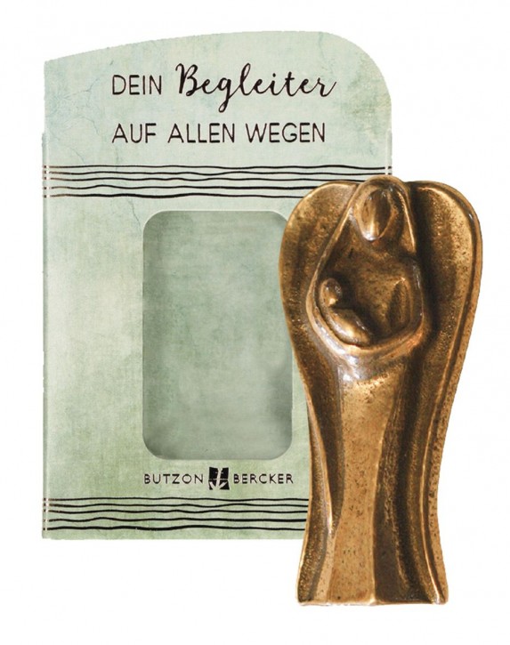 Schutzengel mit Kind 4,5 cm Bronze