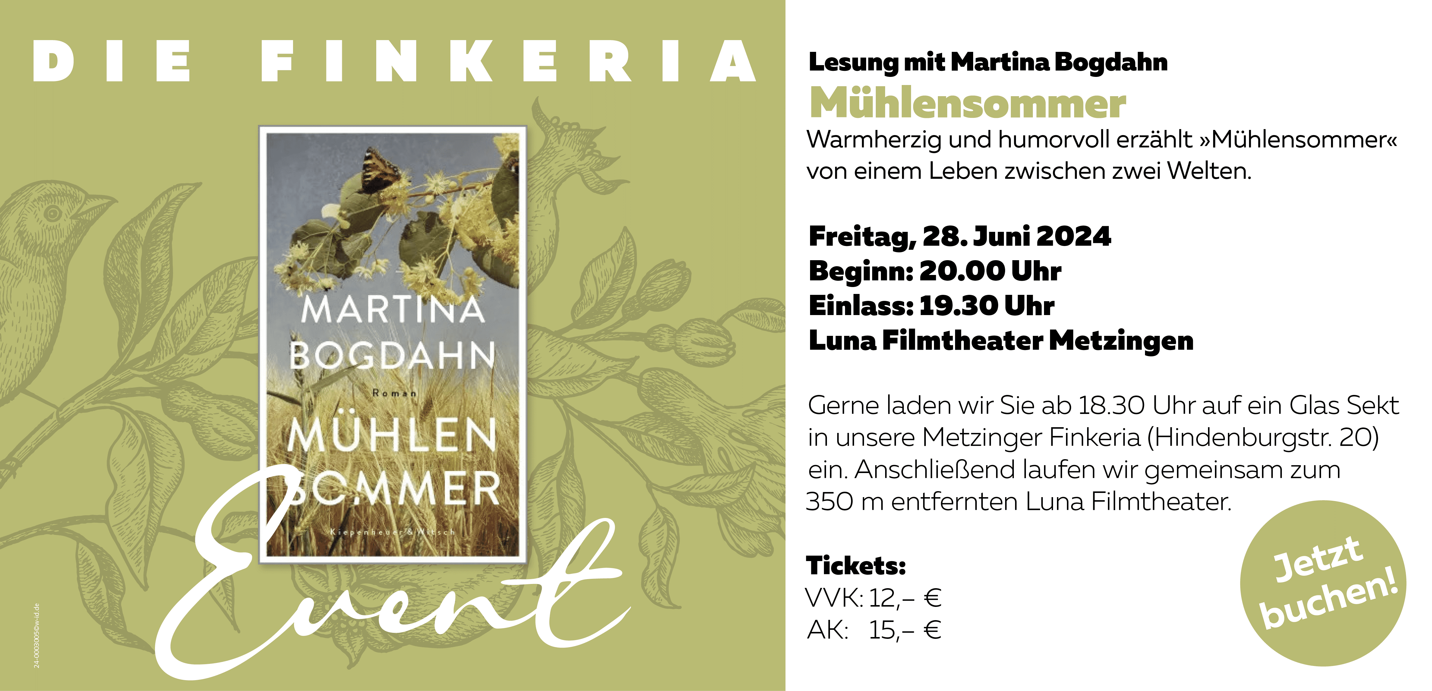 Ticket Lesung Maria Bogdahn am 28.06.24 Luna Metzingen