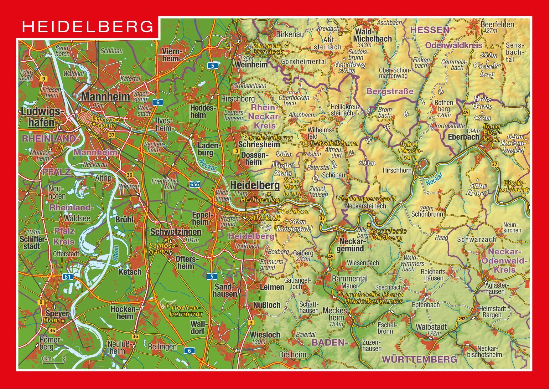 Reliefpostkarte Heidelberg