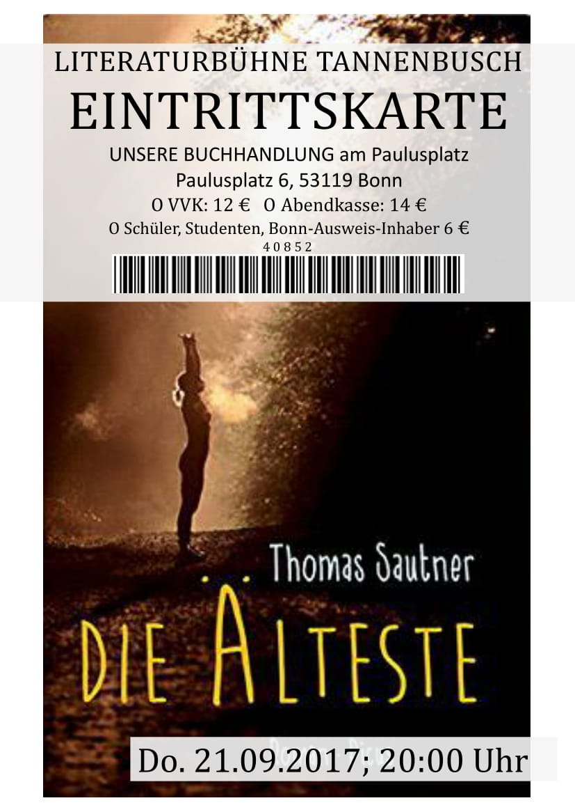 Eintrittskarte VVK Lesung und Gespräch mit Thomas Sautner 